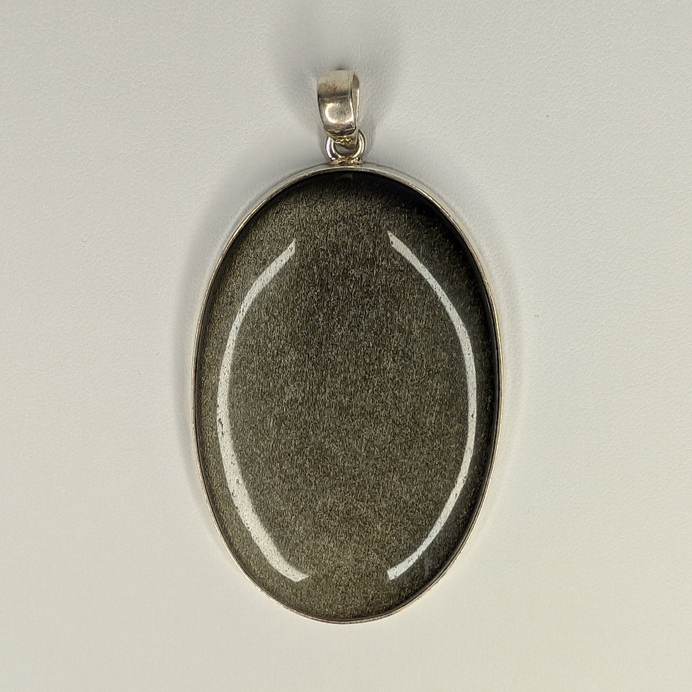 Giant Silver Sheen Obsidian S925 Sterling Silver Pendant - Picture 7 of 7